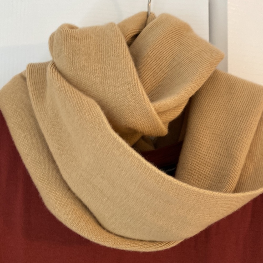 Beautiful Merino Wool Infinity Scarf, Warm Tan